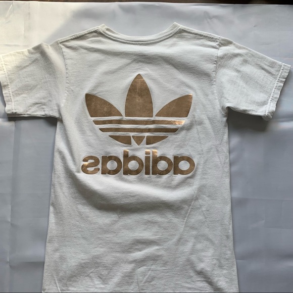 SUMMER CLEARANCE - adidas Rose Gold Trefoil, Reverse Logo on Back, White sz XS - Picture 7 of 9